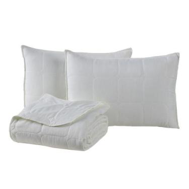 Imagem de Kit Cobre Leito Colcha Lunar Queen 3 Peças 400 Fios Matelado Dupla Fac