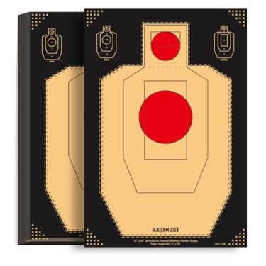 Imagem de Alvos de tiro IDPA/USPSA 43 x 63 cm - Papel Kraft 150gsm com fundo preto - Pacote com 50 alvos embalados sem vincos para pistola, rifle, alcance de tiro interno e externo
