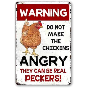 Imagem de Placa de galinheiro não faça as galinhas irritadas lata de metal vintage para galinheiro doméstico quintal interno e externo