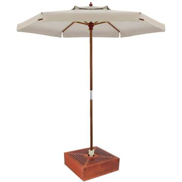 Imagem de Kit Ombrelone Madeira 2,4m Xangri-lá Bagum Bege com Base Revestida - Belfix