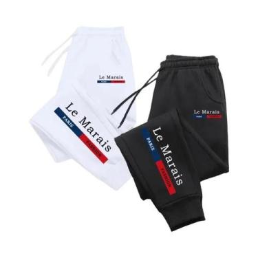Imagem de Calças Jogger Masculinas Com Estampa Paris Le Marais 2 Em 1, Calças De