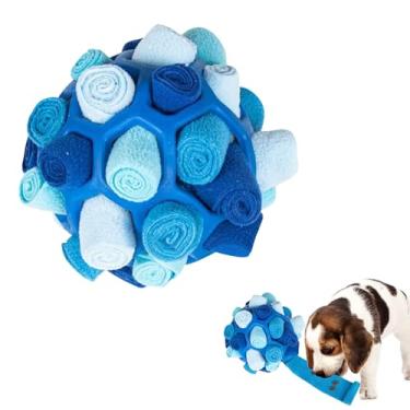 Imagem de Mira's Pocket Brinquedo de bola de snuffle para cães, brinquedo de mastigação de estimulação mental para cães e gatos, bola dispensadora de petiscos de 14 cm com design vazado, alimentador lento para