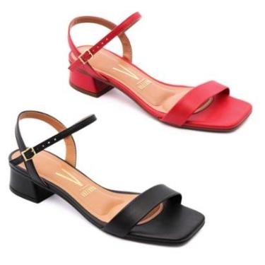 Imagem de Kit 2 Sandália Vizzano Feminina Salto Bloco Baixo Original-Feminino