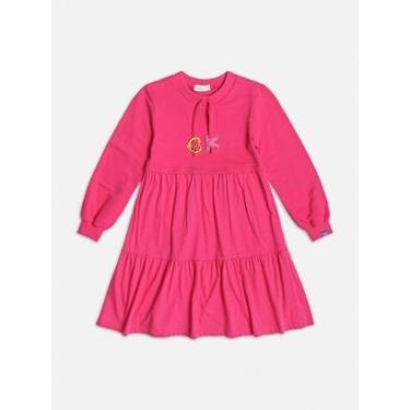 Imagem de Vestido Infantil Inverno Moletom Magenta Letras Momi-Feminino