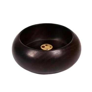 Imagem de Suporte de incenso para uso interno com vários tipos de incenso, como sândalo e madeira de ágar, design poroso para coletar cinzas e também servir temporizador para ioga cor nogueira