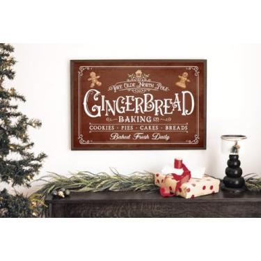 Imagem de Gingerbread Baking Company Cartaz de arte de parede, placa de padaria de gengibre, impressão em tela, arte de imagem, decoração de casa para cozinha de Natal, sem moldura
