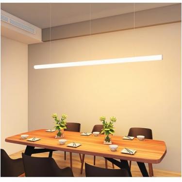 Imagem de Luminária pendente de LED para mesa de jantar, com intensidade de cor ajustável de 3000K a 6000K, controle remoto e design moderno para sala de jantar, cozinha, escritório, bar e loja (branc