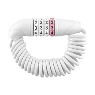 Imagem de Aymzbd Cadeado para capacete de bicicleta, acessórios para bicicleta, cadeado antifurto com cabo, mini de combinação para bicicletas de montanha, Branco