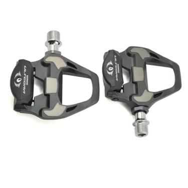 Imagem de FWTQ SPD-SL Pedais de bicicleta de estrada, corpo composto de carbono, tensão ajustável, plataforma de rolamento ampla - compatível com sistema de pedal Shimano Ultegra PD-R8000