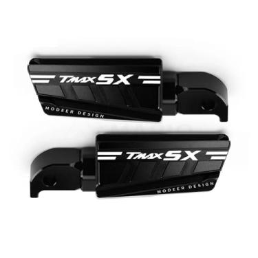 Imagem de Anti-derrapante Pedais traseiros de alumínio para descanso pé, para tmax530 tmax 530 dx sx 2017 2018 2019 cnc(Black TMAXSX A)