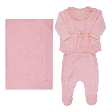 Imagem de SAÍDA MATERNIDADE MENINA ROSA TRICÔ PARAÍSO TAMANHO RN-Feminino