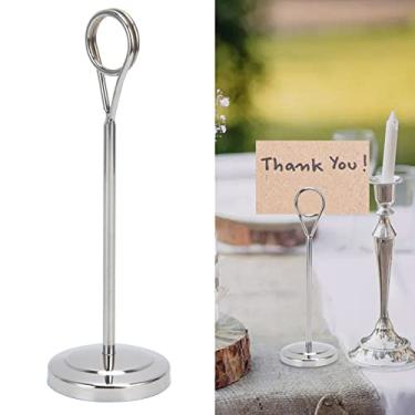 Imagem de Suporte para Número de Mesa Aço Inoxidável Estável Quadros Menu Cartão Visita Hotel Restaurante Casa Casamento Café com Design Cúpula Ergonômico