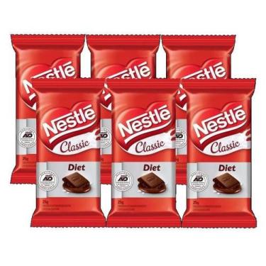 Imagem de Kit 6 Barra De Chocolate Diet Nestlé Classic 25G