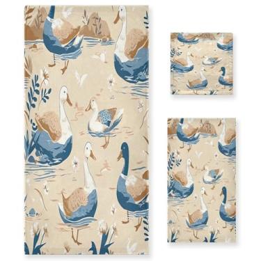 Imagem de xigua Conjunto de toalhas de banheiro pombo surf absorvente macio 3 peças toalha de banho toalha de mão toalhas decorativas para banheiro, academia, hotel, praia, piscina