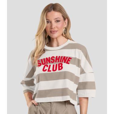 Imagem de T- Shirt Feminina Cropped Dianna Marrom, M, Marrom