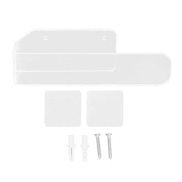 Imagem de Suporte de toalha de mão acrílico moderno autoadesivo montado na parede cabide de barra de toalha para banheiro cozinha lavatório Design em formato de U premium à prova de (Transparente)