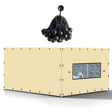 Imagem de NGB Capa para canil ao ar livre adequada para canis de 25 cm de largura x 25 cm de comprimento, com vários cordões elásticos, feita de tecido Oxford impermeável 600D, capa lateral do canil para o