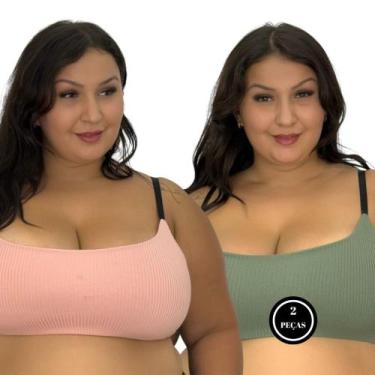 Imagem de KIT 2 Sutiã Plus Size Tecido Canelado Top Grande- C1 KIT 2 FELÍCIA ROS