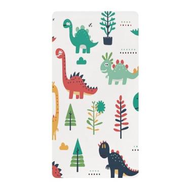 Imagem de Blueangle Lençol de berço padrão para berço infantil - lençol de algodão macio e respirável com dinossauros fofos de desenho animado (465)