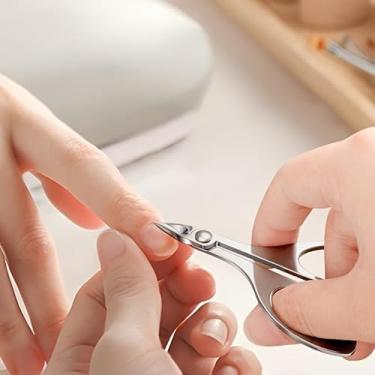 Imagem de Tesoura de cutícula de aço inoxidável, alça ergonômica de borboleta, ferramenta portátil e leve para cuidados com as unhas