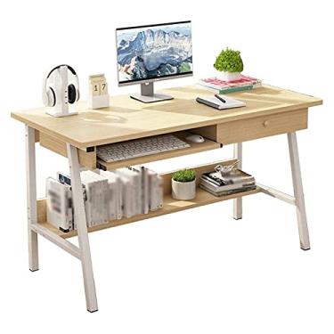Imagem de Mesa de computador com prateleiras de armazenamento, estações de trabalho de computador, armazenamento multifuncional, mesa de estudo conveniente com estantes de livros para escritório em casa e