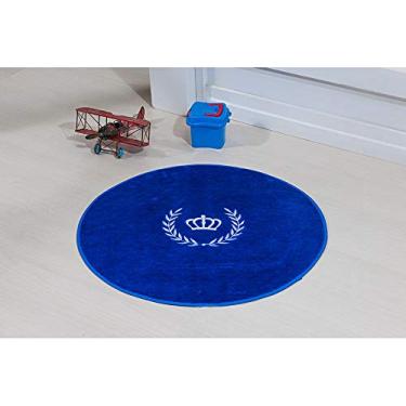 Imagem de Tapete Infantil Pelúcia Quarto de Bebê Coroa Ramo Premium Antiderrapante - Azul Royal