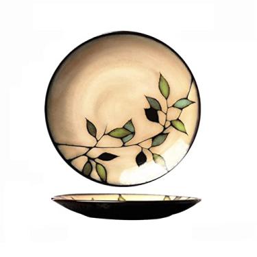 Imagem de Conjunto de tigelas de cerâmica para sobremesa, tigelas de imersão de cerâmica, prato de jantar, utensílios de mesa, pratos redondos de cerâmica, tigela lisa, cor escura, única, pintada à mão, estampa