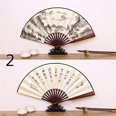 Imagem de Ventilador de mão dobrável para, ventiladores dobráveis, 1 peça ventilador portátil retrô dobrável estilo chinês alça decorativa ventilador de dança para adereços de fotografia de casamento ventilador