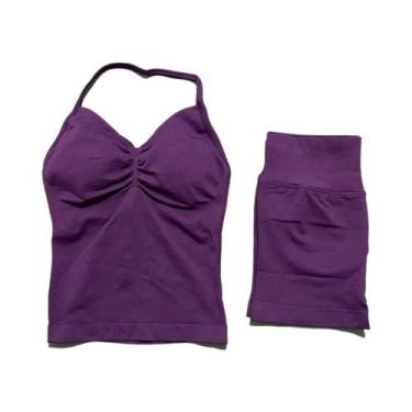 Imagem de Conjunto Esportivo Feminino HISTELLO 2 Peças: Top Regata Sem Costas E 