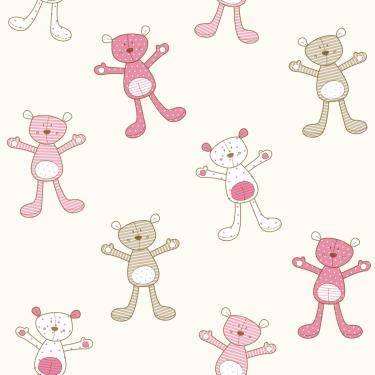 Imagem de Papel de Parede Fofura Baby Ursinhos Rosa e Marrom FF4051