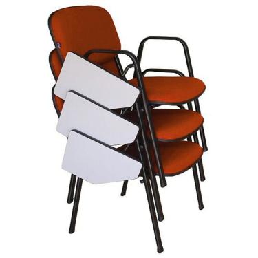 Imagem de 03 Cadeiras Escolar Universitária Linha Hotel Auditório Laranja