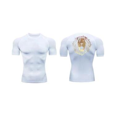 Imagem de Camiseta De Compressão Masculina De Secagem Rápida Com Estampa De Leão