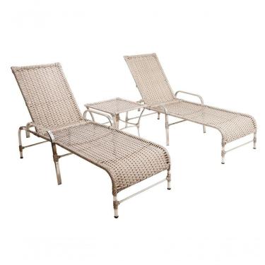 Imagem de 2 Espreguiçadeiras De Alumínio + 1 Mesa De Centro Mármore