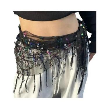 Imagem de Saia De Chiffon Para Dança Do Ventre Com Moedas, Acessório Profissiona