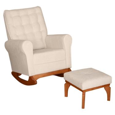 Imagem de Poltrona De Amamentação Paris Com Balanço Pés Canoa E Puff Bouclê Off White - Fratello