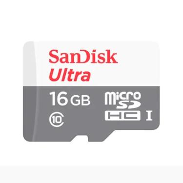 Imagem de Cartão De Memoria Sandisk MicroSDHC 16GB, Classe 10 com Adaptador 80MBs - Sdsquns-016G-GN3MA