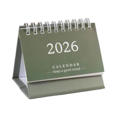 Imagem de Mini Calendário De Mesa Em Inglês 2026 Portátil Artesanal Estilo Simpl