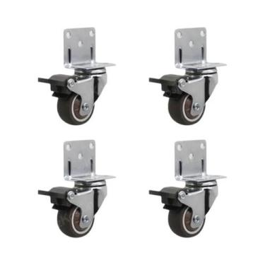 Imagem de Rodízio De Borracha Macia Em L Para Móveis, 4 Peças, Roda Giratória Un