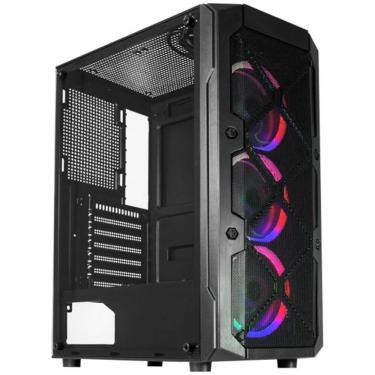 Imagem de Gabinete Gamer K-mex Mesh Cg-02c5, 3x Fans Rgb, Lateral Em Vidro Temperado, Usb 3.0, Atx, Preto - Cg02c5rh0010b0x