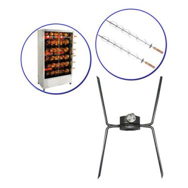 Imagem de Kit 4 Garfos Duplo P Espeto Frangueira Maquina Frango - AZ135