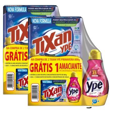 Imagem de 4 Lava Roupas Tixan Primavera 800g Grátis 2 Amaciante 500ml