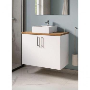 Imagem de Gabinete Para Banheiro Com Cuba 80cm Mdf Freijo Paris - On Móveis