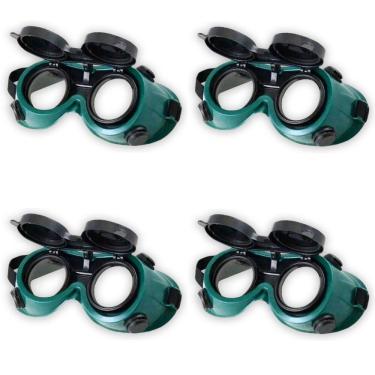 Imagem de Oculos De Solda Kit 4 Uni Protecao EPI Mascara Articulavel Equipamento Profissional Para Soldador Dupla Lente Com Filtro