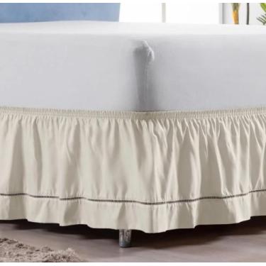 Imagem de Saia Para Cama Box Com Ponto Palito E Elástico Tamanho Queen - Shoppin