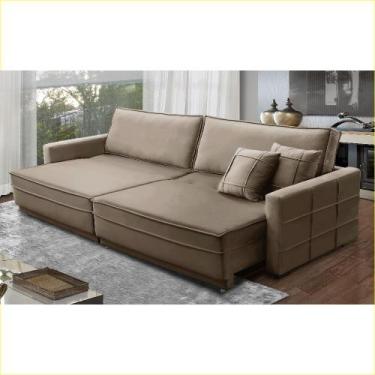 Imagem de Sofá Cama Retrátil e Reclinável 2,10m com Molas Karina Veludo Rover & 