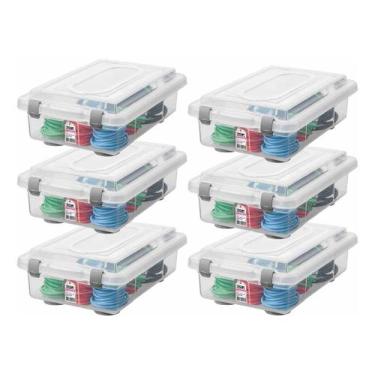 Imagem de Kit 6 Organizador 2,3L Plástico Multiuso Empilhável Rígida Trava - San