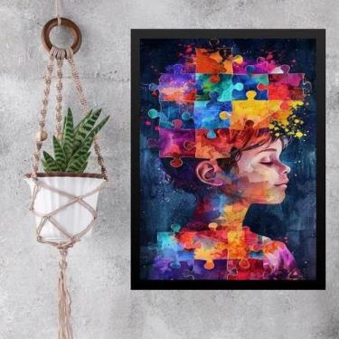 Imagem de Quadro Decorativo Arte Autismo Aquarela 33X24Cm - Com Vidro - Quadros 