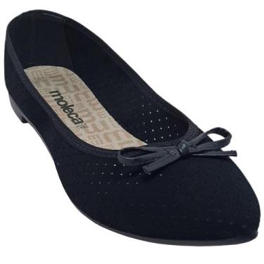 Imagem de Sapatilha Moleca Feminina Nobuck Pele Neo Microperfuros, Preto, 36