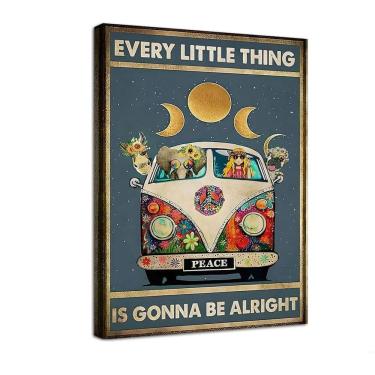 Imagem de Pintura em tela Arte de parede Retro Hippie Flower Van 40x60cm