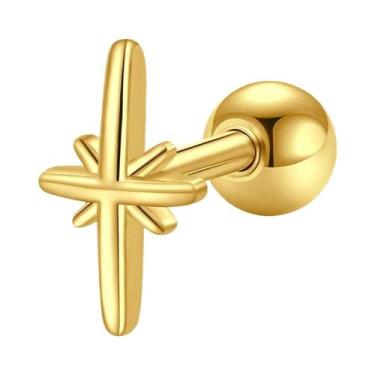 Imagem de Conjunto De Brincos De Cartilagem Dourados 16G Em Aço Inoxidável Com Z